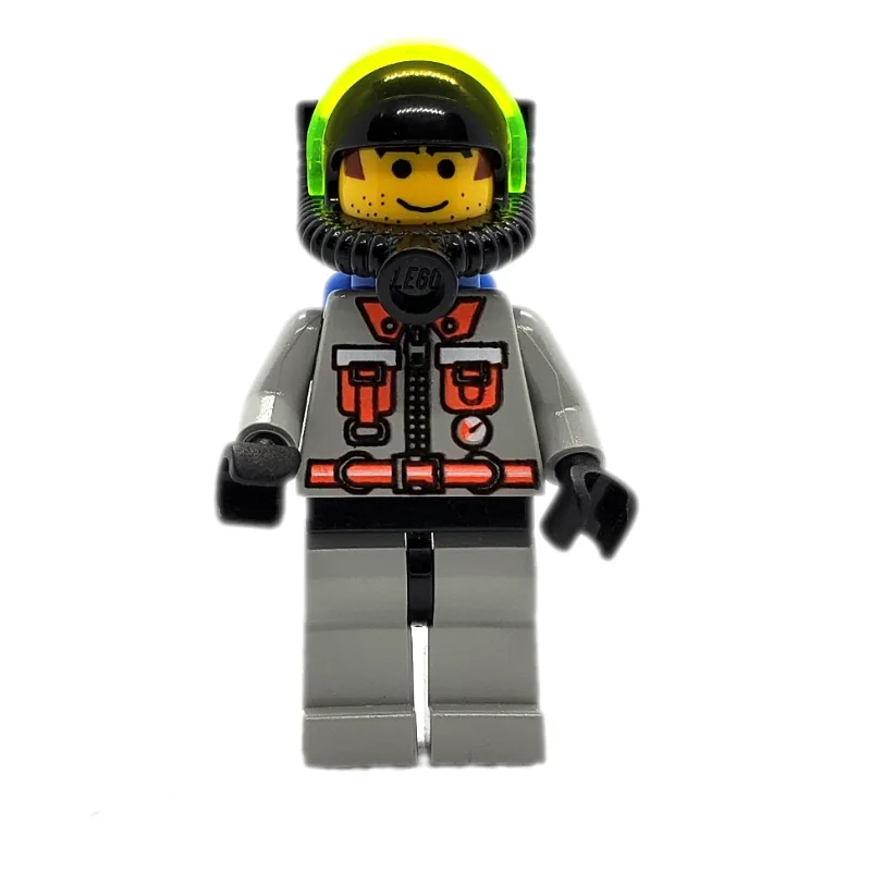 Fireman, Light Gray Fire Suit with Zipper, Ga… — minifigurine LEGO | Brick Broker