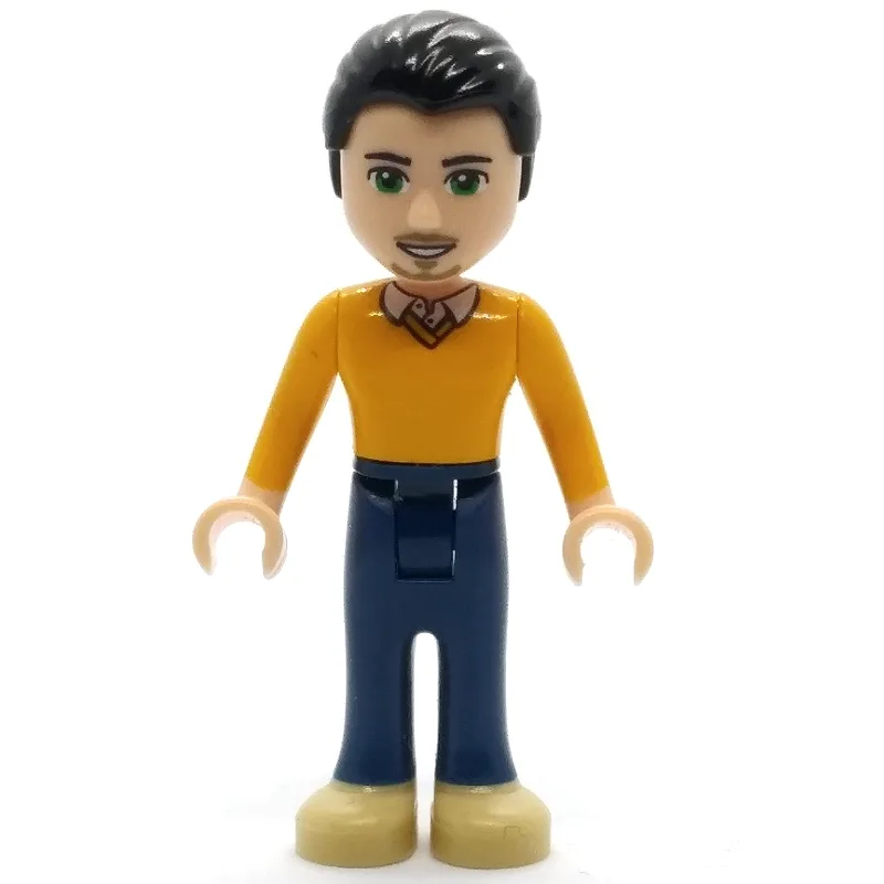 Luis - Orange Sweater, Dark BLue Trousers — minifigurine LEGO | Brick Broker