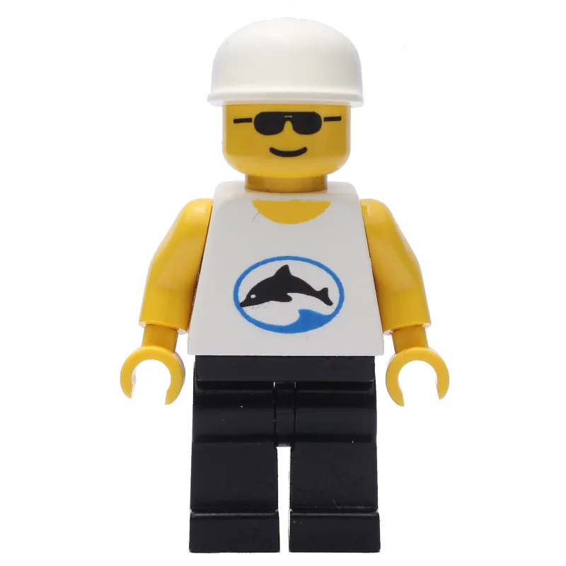Man - Sunglasses, White Torso with Dolphin, B… — minifigurine LEGO | Brick Broker