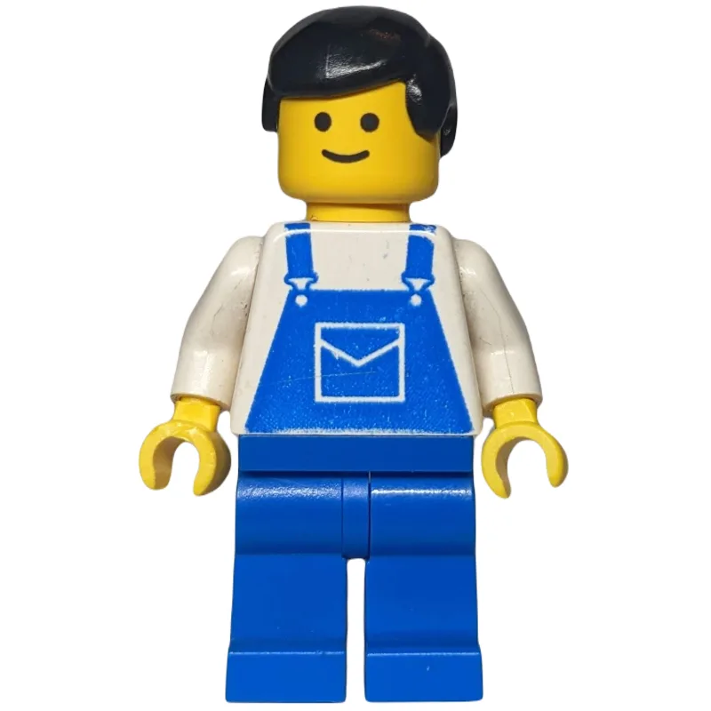 Man, Blue Overalls, Black Hair (3626b Head) — minifigurine LEGO | Brick Broker