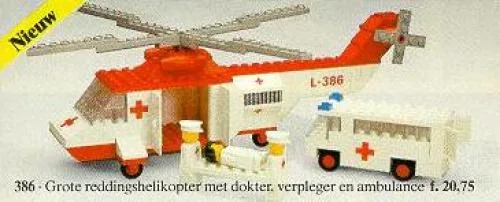 LEGO 386 Hélicoptère et ambulance - prix | Brick Broker