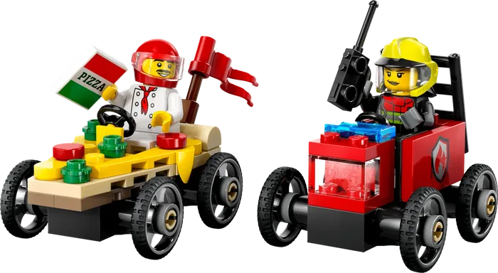 LEGO 60458 Pack de Voitures de Course Pizza contre Camion de Pompiers - prix | Brick Broker