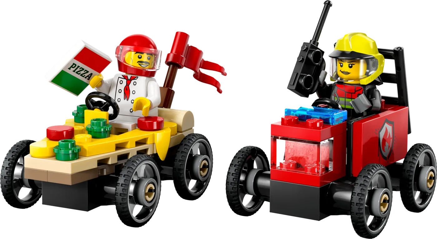 LEGO 60458 Pack de Voitures de Course Pizza contre Camion de Pompiers - prix | Brick Broker