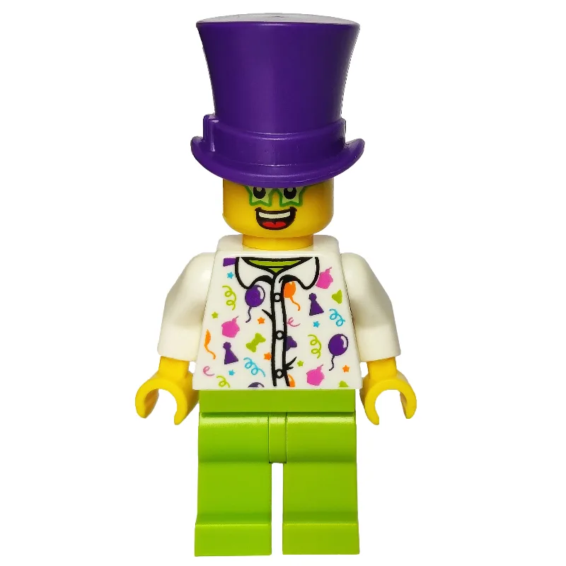 Man, White Shirt with Balloons, Party Hats, a… — minifigurine LEGO | Brick Broker