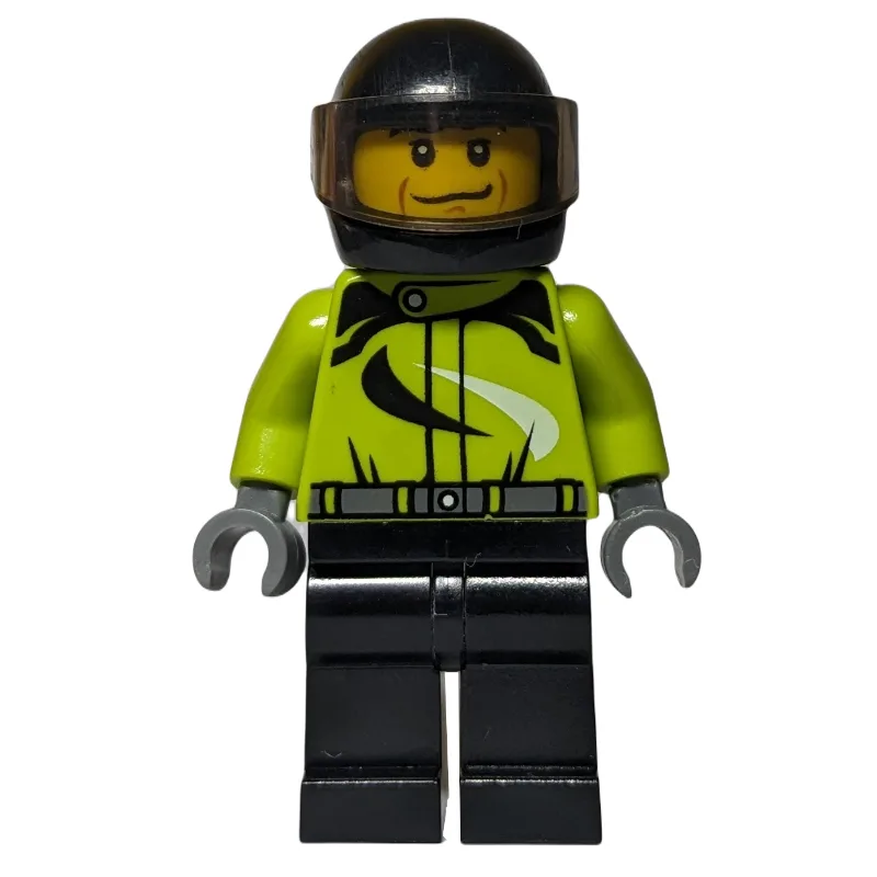 Racer, Lime and Black Jumpsuit, Black Helmet… — minifigurine LEGO | Brick Broker