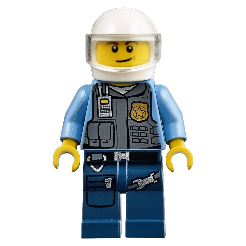 Policeman in Vest with Gold Badge, Radio, and… — minifigurine LEGO | Brick Broker