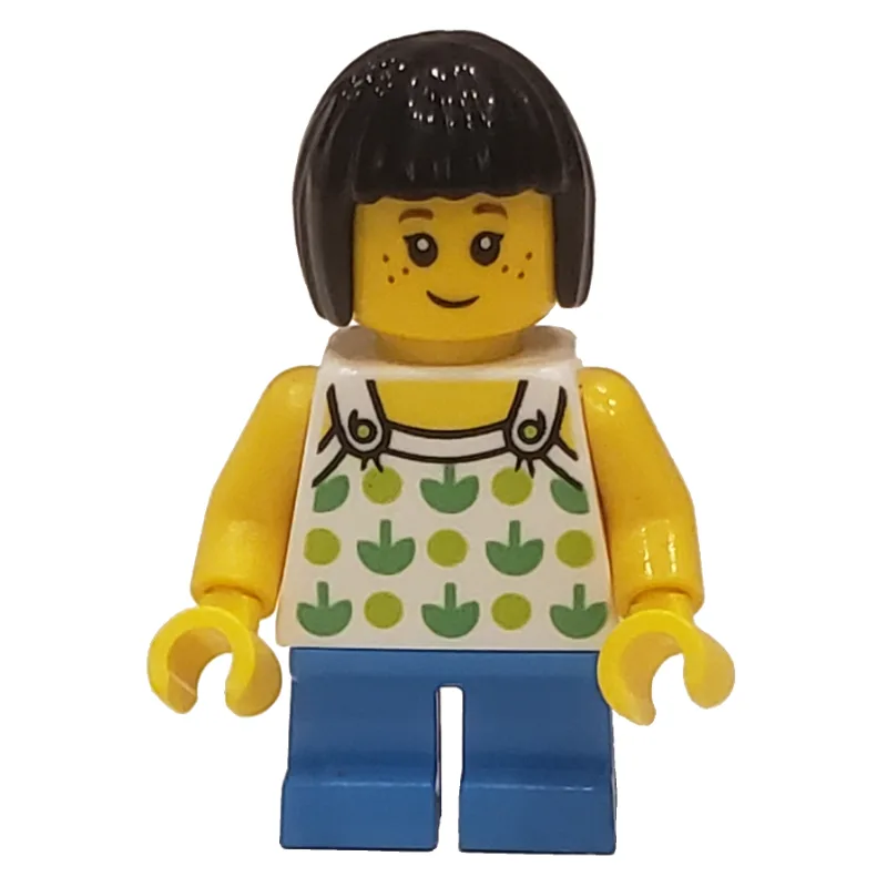 Kid, White Torso, Dark Azure Legs, Black Hair — minifigurine LEGO | Brick Broker
