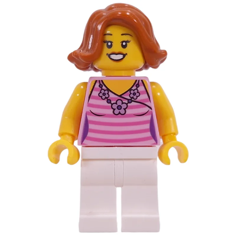 Bright Pink Torso, White Legs, Dark Orange Ha… — minifigurine LEGO | Brick Broker