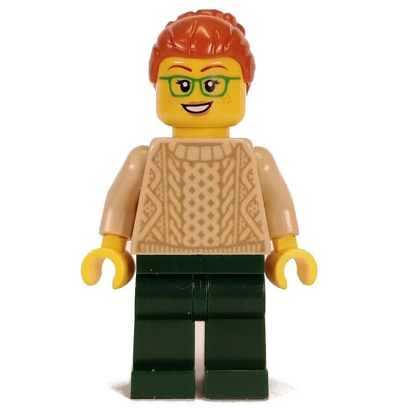 Tan Torso, Dark Green Legs, Dark Orange Hair — minifigurine LEGO | Brick Broker