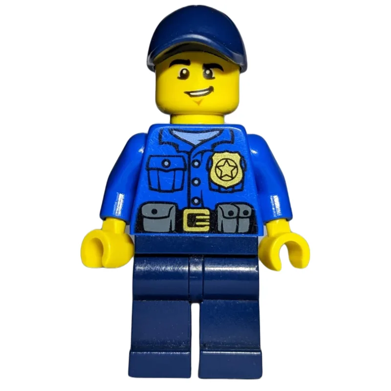 Policeman, Blue Shirt with Badge and Pouches,… — minifigurine LEGO | Brick Broker