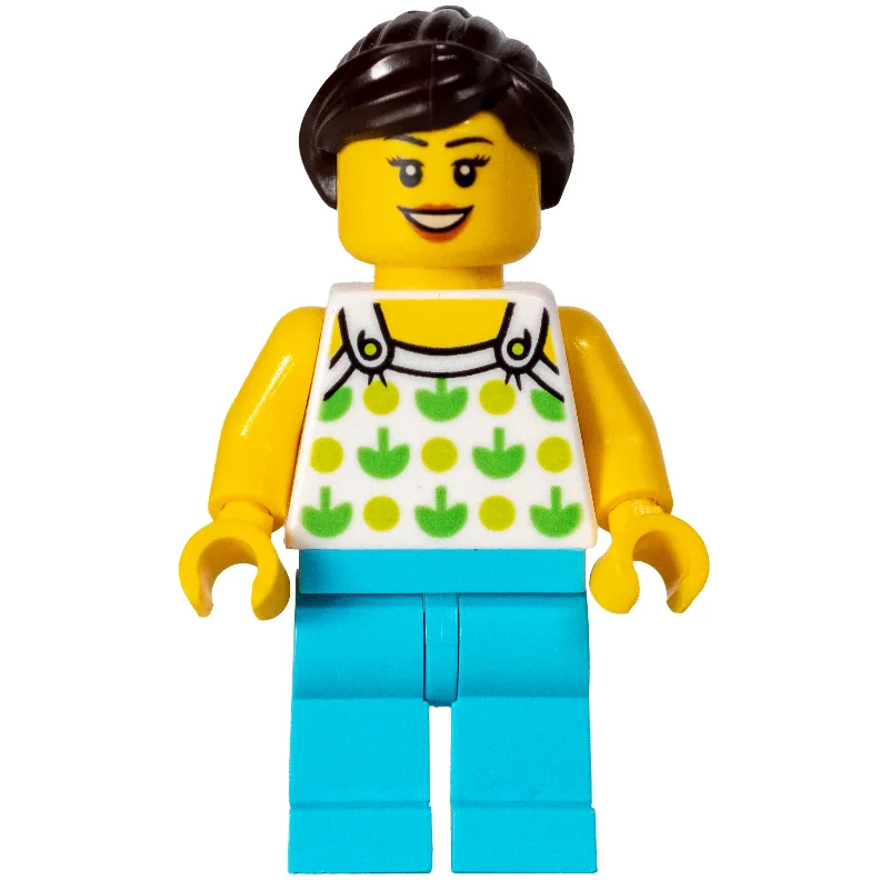 White Torso, Medium Azure Legs, Dark Brown Ha… — minifigurine LEGO | Brick Broker