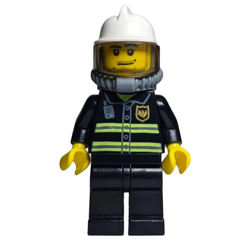 Fireman, Black Fire Jacket with Reflective St… — minifigurine LEGO | Brick Broker