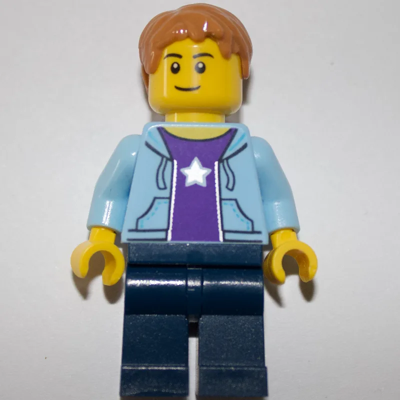 Man, Open Bright Light Blue Hoodie over Dark… — minifigurine LEGO | Brick Broker