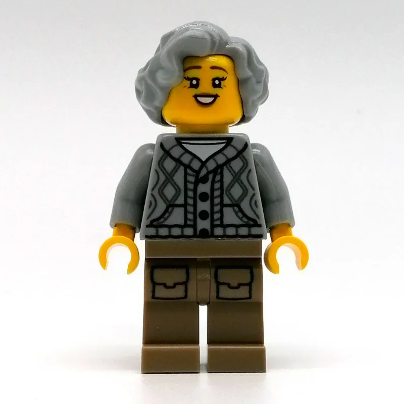 Woman, Light Bluish Gray Cardigan, Dark Tan L… — minifigurine LEGO | Brick Broker