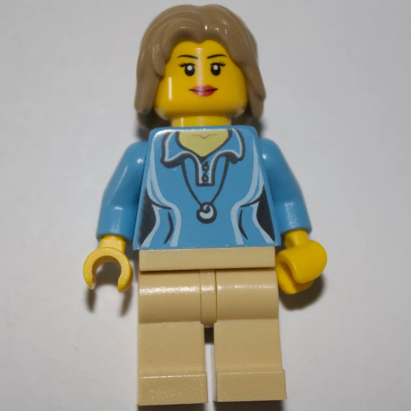 Woman, Medium Blue Polo Shirt with Necklace,… — minifigurine LEGO | Brick Broker