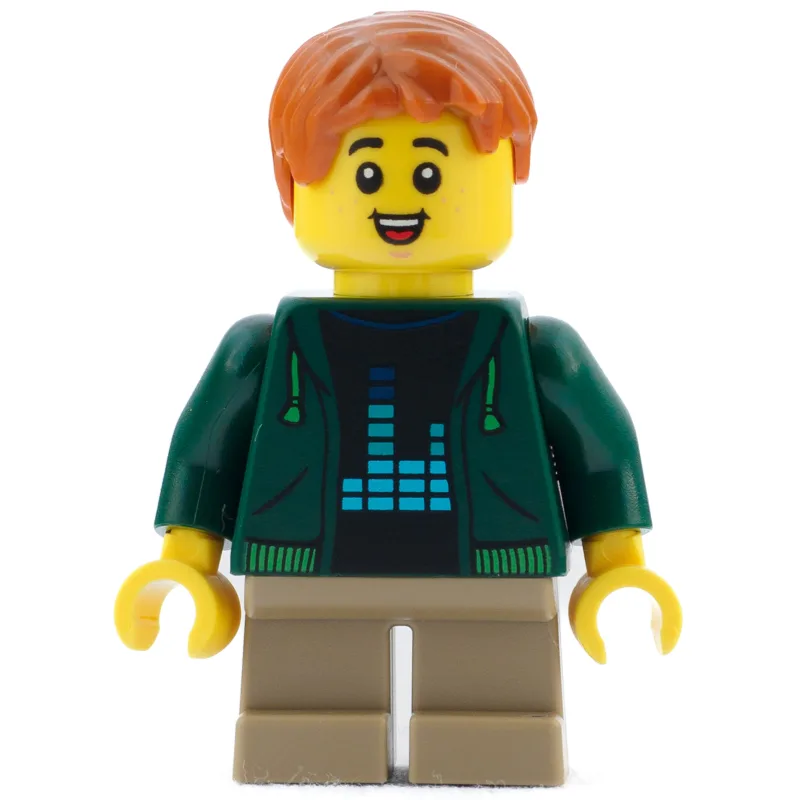 Kid - Dark Green Torso, Dark Tan Legs, Dark O… — minifigurine LEGO | Brick Broker