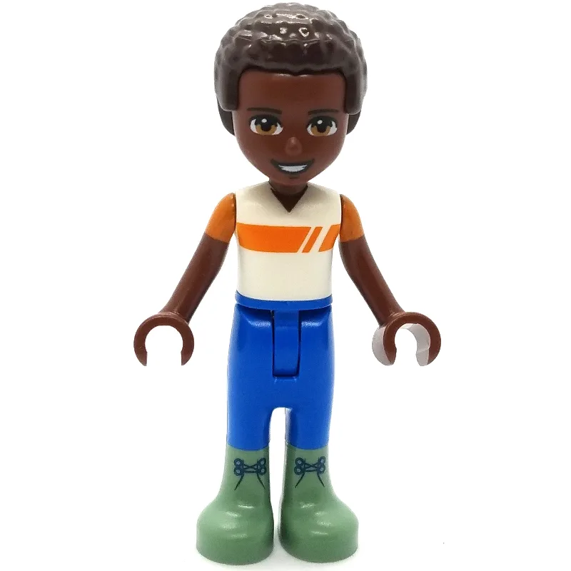 Elijah - White/Orange Shirt, Blue Pants, Dark… — minifigurine LEGO | Brick Broker