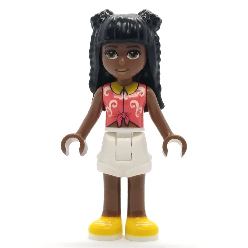 Priyanka - Coral Top, White Shorts, Black Hair — minifigurine LEGO | Brick Broker