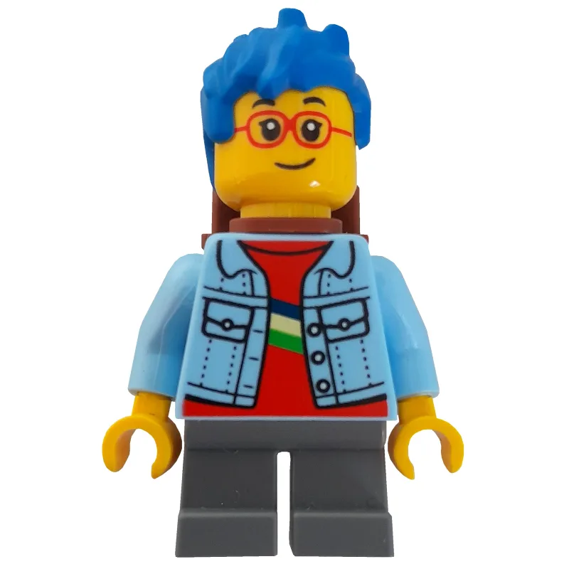 Boy, Bright Light Blue Jacket, Blue Hair, Red… — minifigurine LEGO | Brick Broker