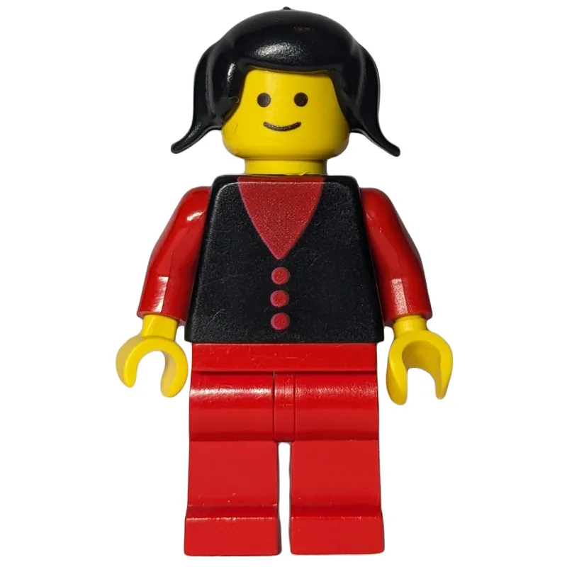 Woman, Black Vest over Red Top, Red Legs, Bla… — minifigurine LEGO | Brick Broker