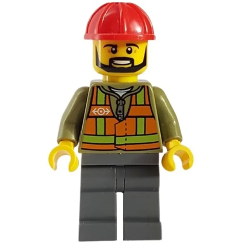 Train Worker, Orange Safety Vest with Train L… — minifigurine LEGO | Brick Broker