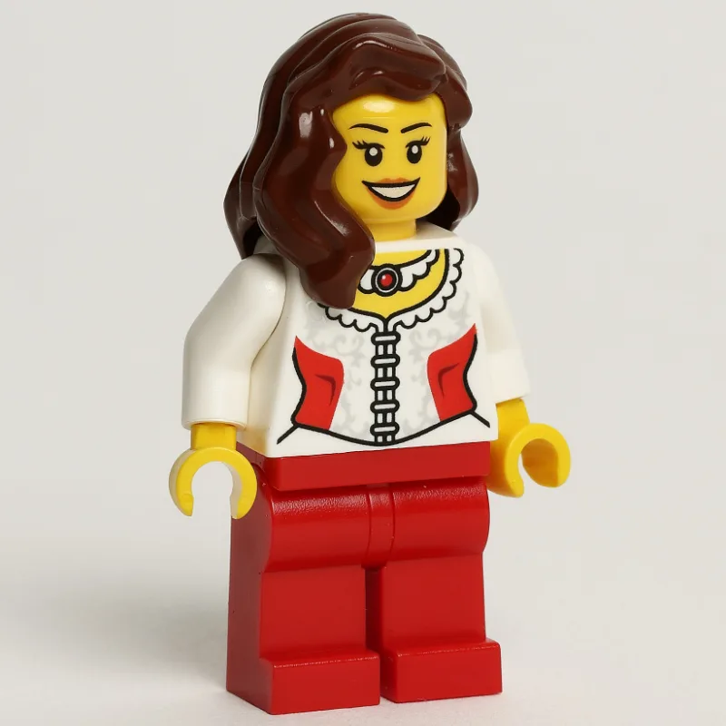 Woman, White Corset with Red Sides, Necklace,… — minifigurine LEGO | Brick Broker