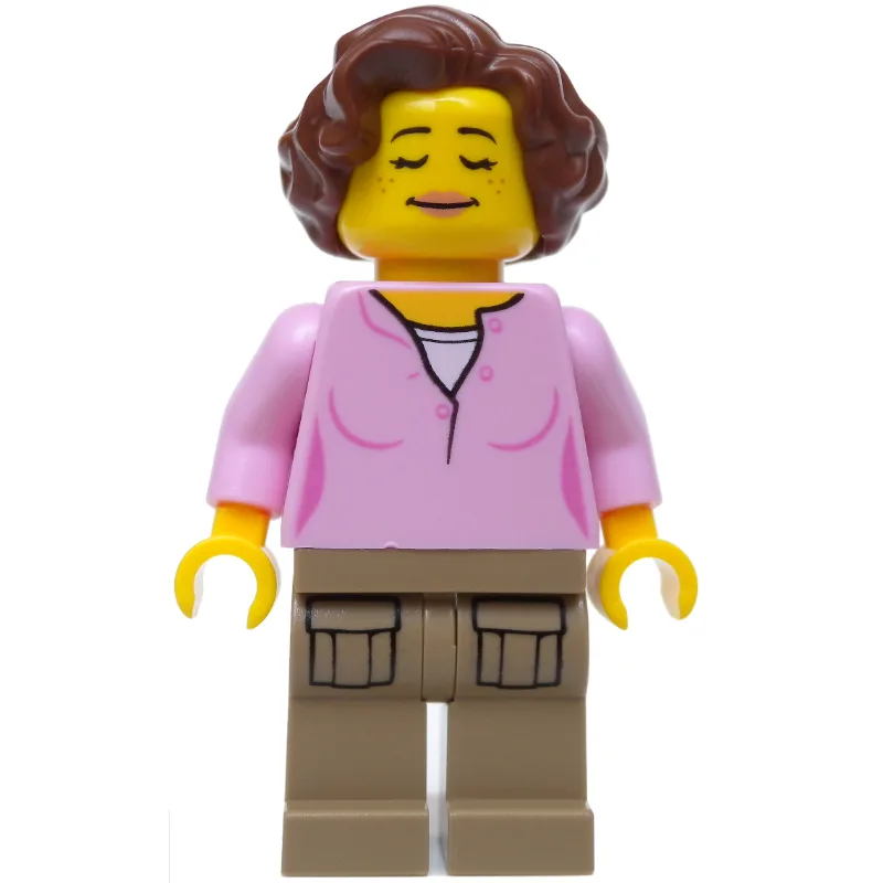 Woman, Bright Pink Top, Dark Tan Legs, Reddis… — minifigurine LEGO | Brick Broker