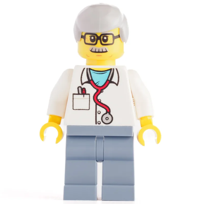 White Torso Lab Coat, Sand Blue Legs, Light B… — minifigurine LEGO | Brick Broker