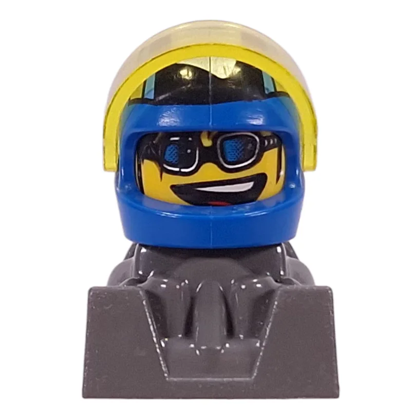 Racer - Blue Helmet, Trans-Yellow Visor, Dark… — minifigurine LEGO | Brick Broker